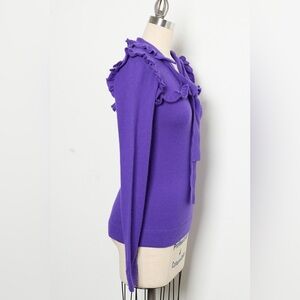 Lace Trim Long Sleeve Sweater Ties at the Neck 100%Cashmere [NEW]